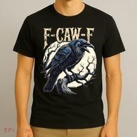 F-CAW-F Raven Funny Crow Pun Retro Gothic Aesthetic  T-Shirt thumb 3