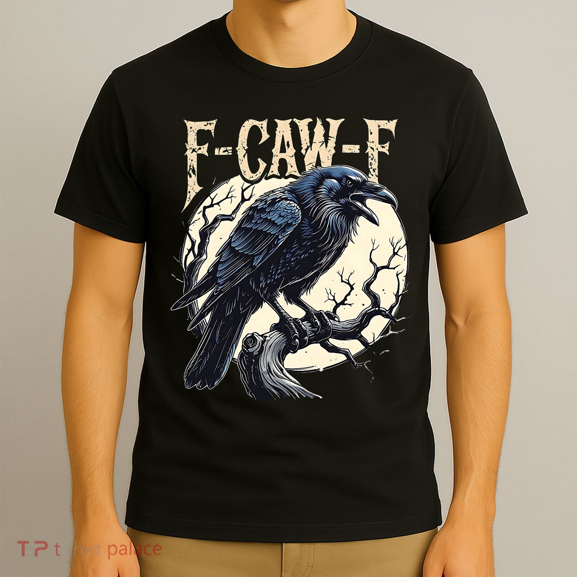 F-CAW-F Raven Funny Crow Pun Retro Gothic Aesthetic  T-Shirt
