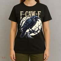 F-CAW-F Raven Funny Crow Pun Retro Gothic Aesthetic  T-Shirt thumb 4