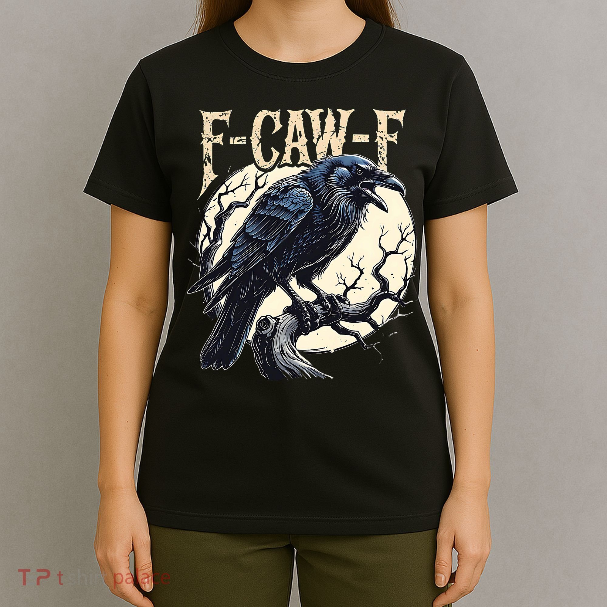 F-CAW-F Raven Funny Crow Pun Retro Gothic Aesthetic  T-Shirt