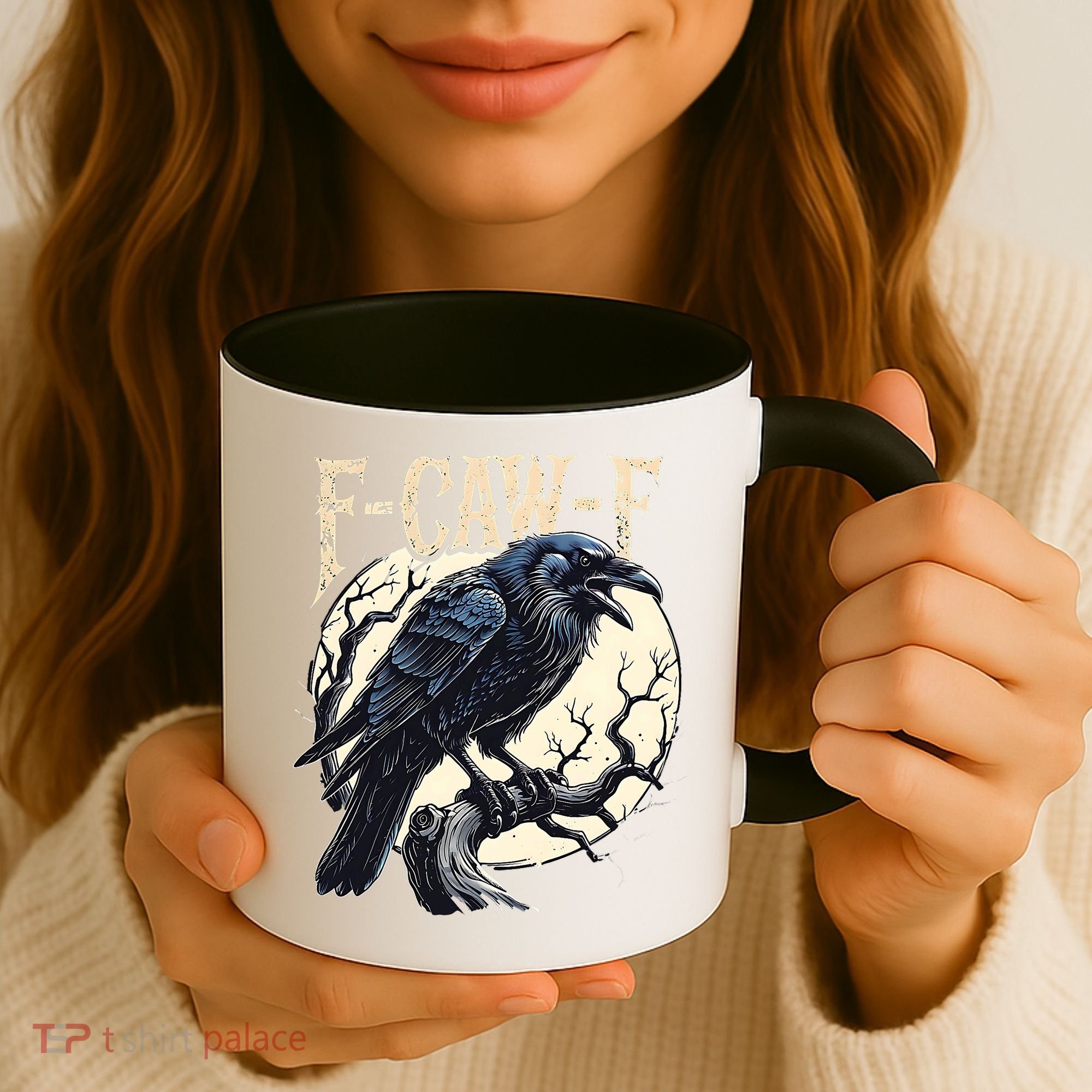 F-CAW-F Raven Funny Crow Pun Retro Gothic Aesthetic  Coffee Mug