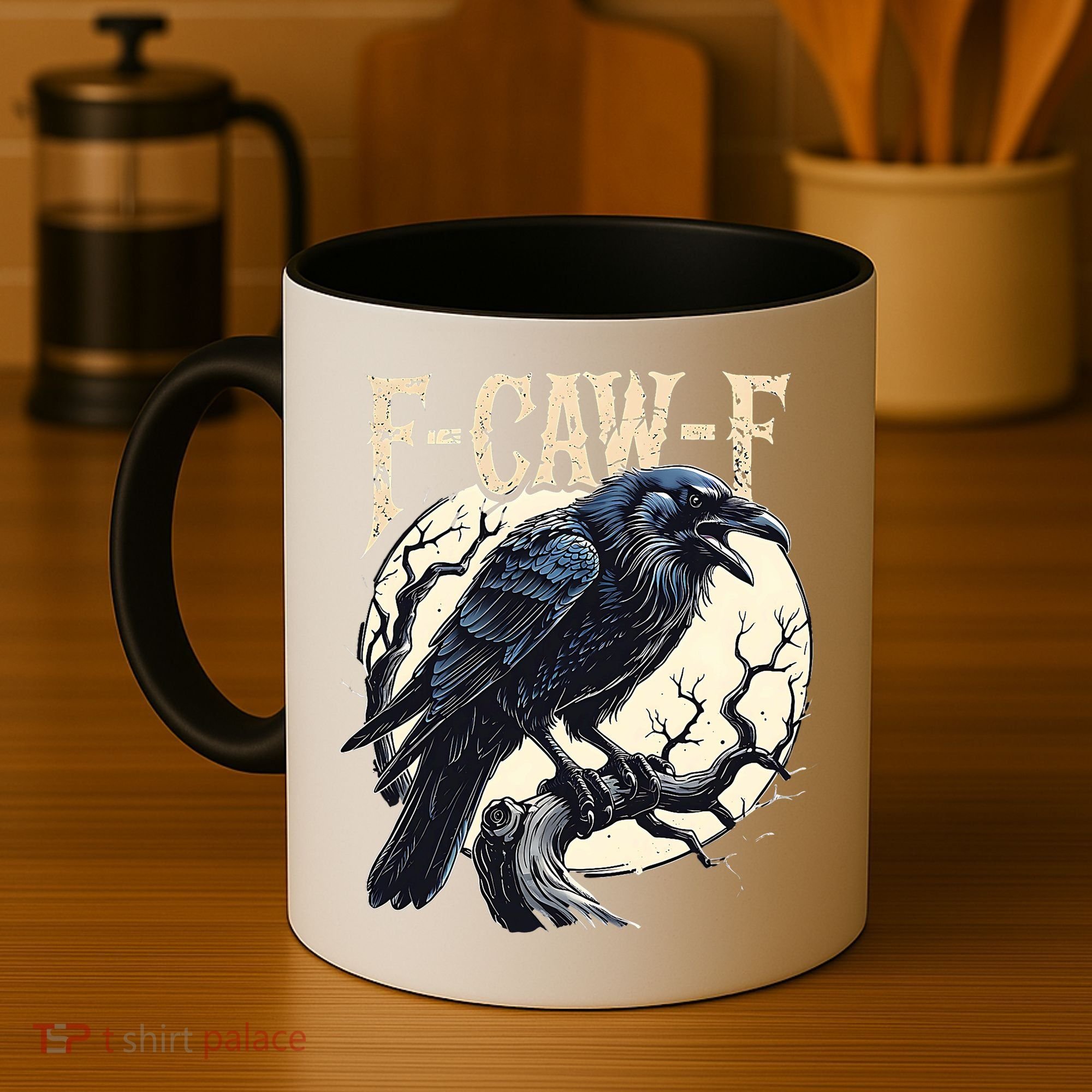 F-CAW-F Raven Funny Crow Pun Retro Gothic Aesthetic  Coffee Mug