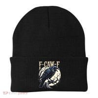 F-CAW-F Raven Funny Crow Pun Retro Gothic Aesthetic  Beanie thumb 0