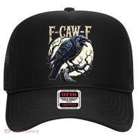 F-CAW-F Raven Funny Crow Pun Retro Gothic Aesthetic  Hat thumb 0