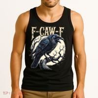 F-CAW-F Raven Funny Crow Pun Retro Gothic Aesthetic  Tank Top thumb 3