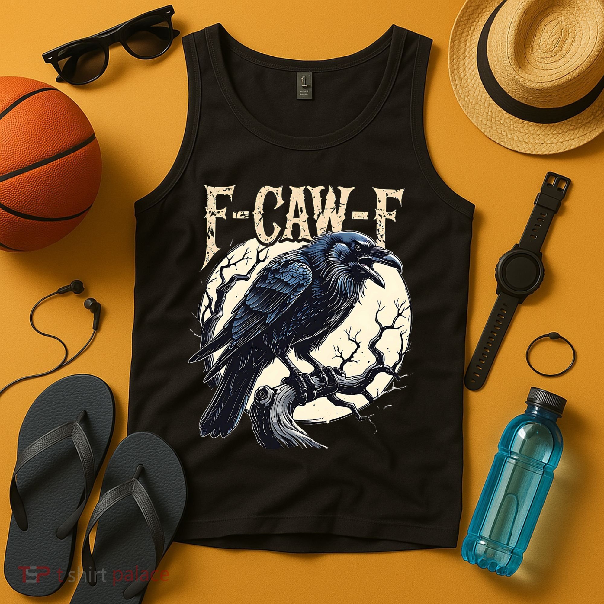 F-CAW-F Raven Funny Crow Pun Retro Gothic Aesthetic  Tank Top