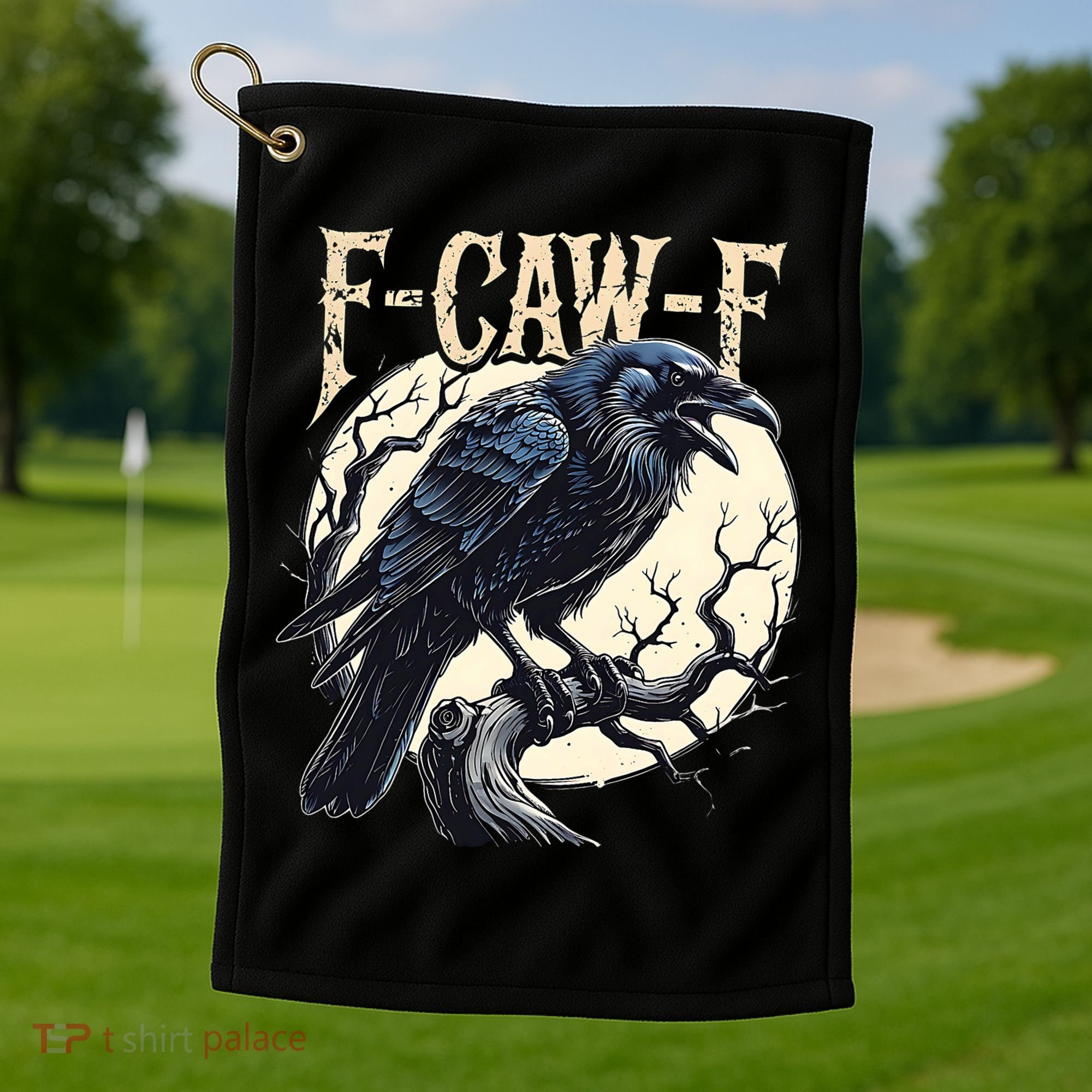 F-CAW-F Raven Funny Crow Pun Retro Gothic Aesthetic  Golf Towel