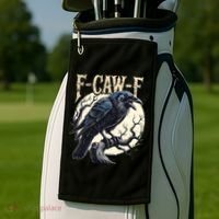 F-CAW-F Raven Funny Crow Pun Retro Gothic Aesthetic  Golf Towel thumb 2