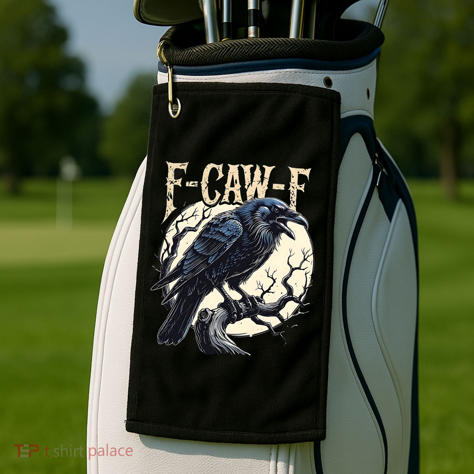 F-CAW-F Raven Funny Crow Pun Retro Gothic Aesthetic  Golf Towel