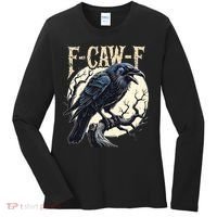 F-CAW-F Raven Funny Crow Pun Retro Gothic Aesthetic  Women's Long Sleeve Shirt thumb 0