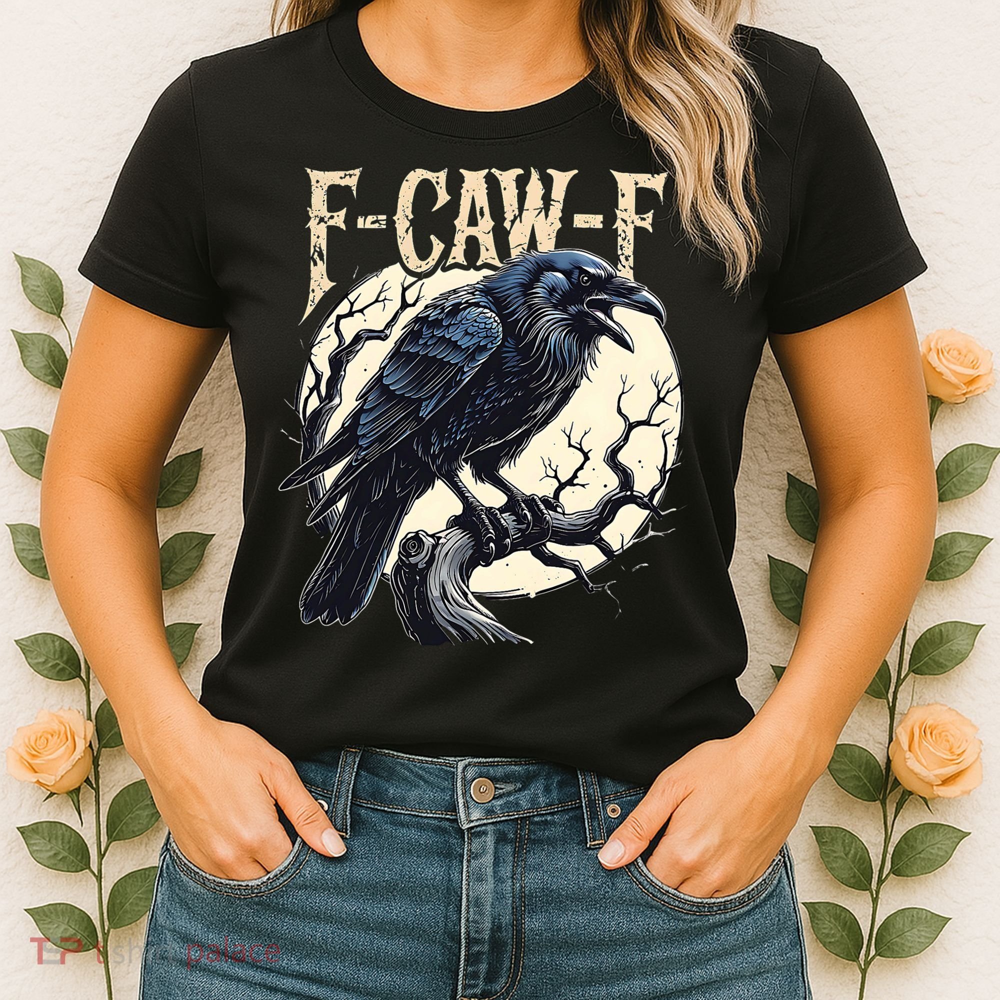 F-CAW-F Raven Funny Crow Pun Retro Gothic Aesthetic  Women's T-Shirt