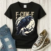 F-CAW-F Raven Funny Crow Pun Retro Gothic Aesthetic  Women's T-Shirt thumb 3