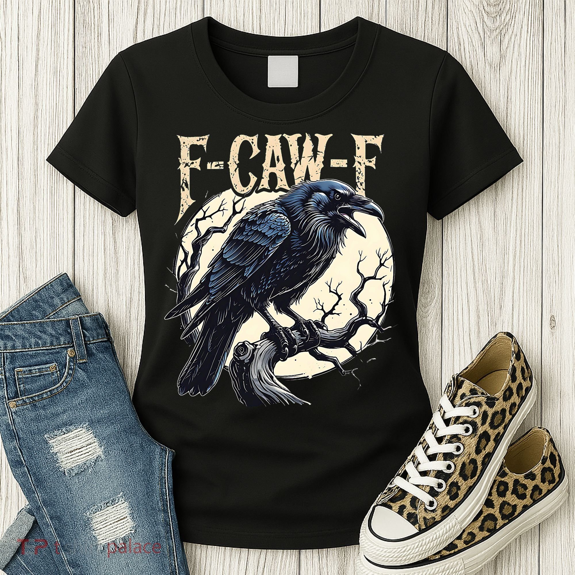 F-CAW-F Raven Funny Crow Pun Retro Gothic Aesthetic  Women's T-Shirt