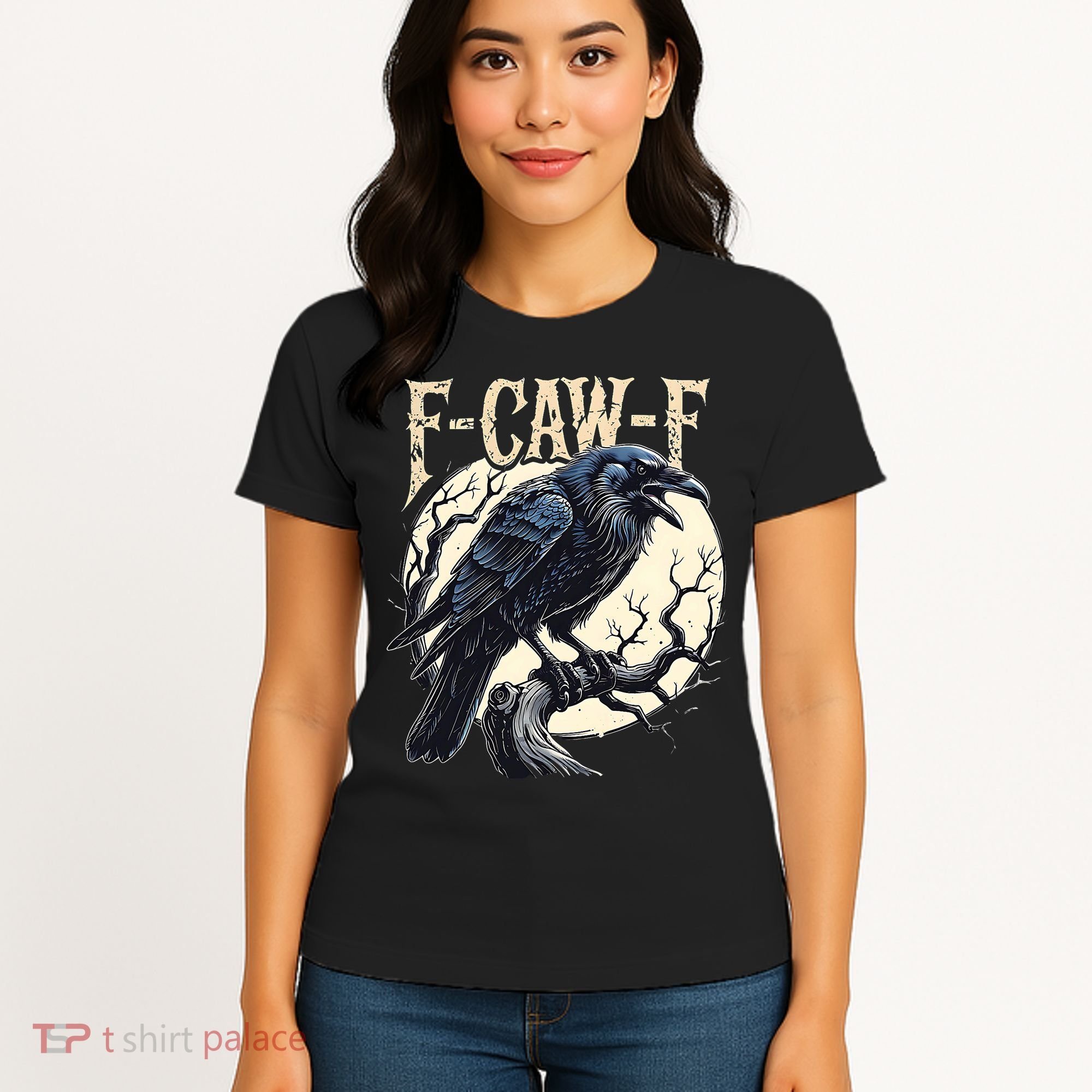 F-CAW-F Raven Funny Crow Pun Retro Gothic Aesthetic  Women's T-Shirt