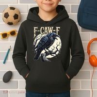 F-CAW-F Raven Funny Crow Pun Retro Gothic Aesthetic  Kids Hoodie thumb 2