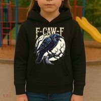 F-CAW-F Raven Funny Crow Pun Retro Gothic Aesthetic  Kids Hoodie thumb 3