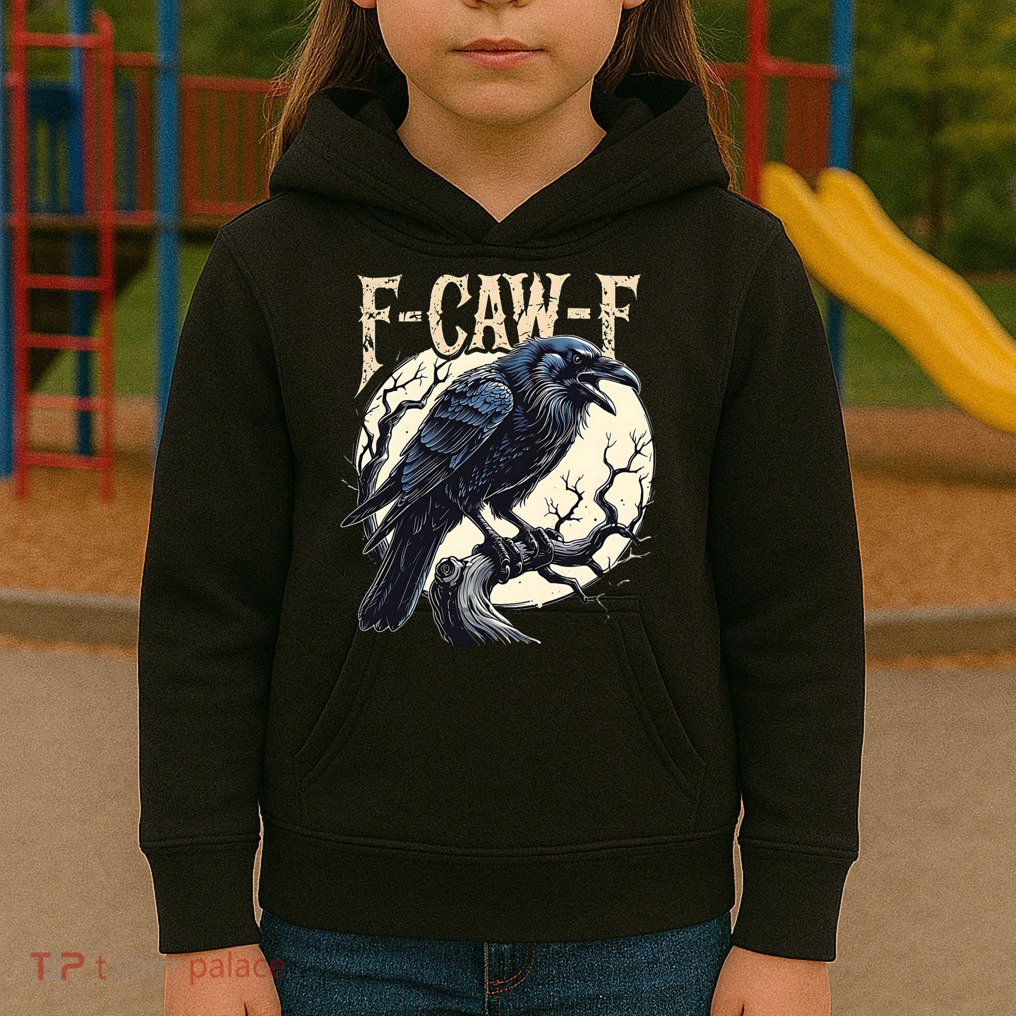 F-CAW-F Raven Funny Crow Pun Retro Gothic Aesthetic  Kids Hoodie