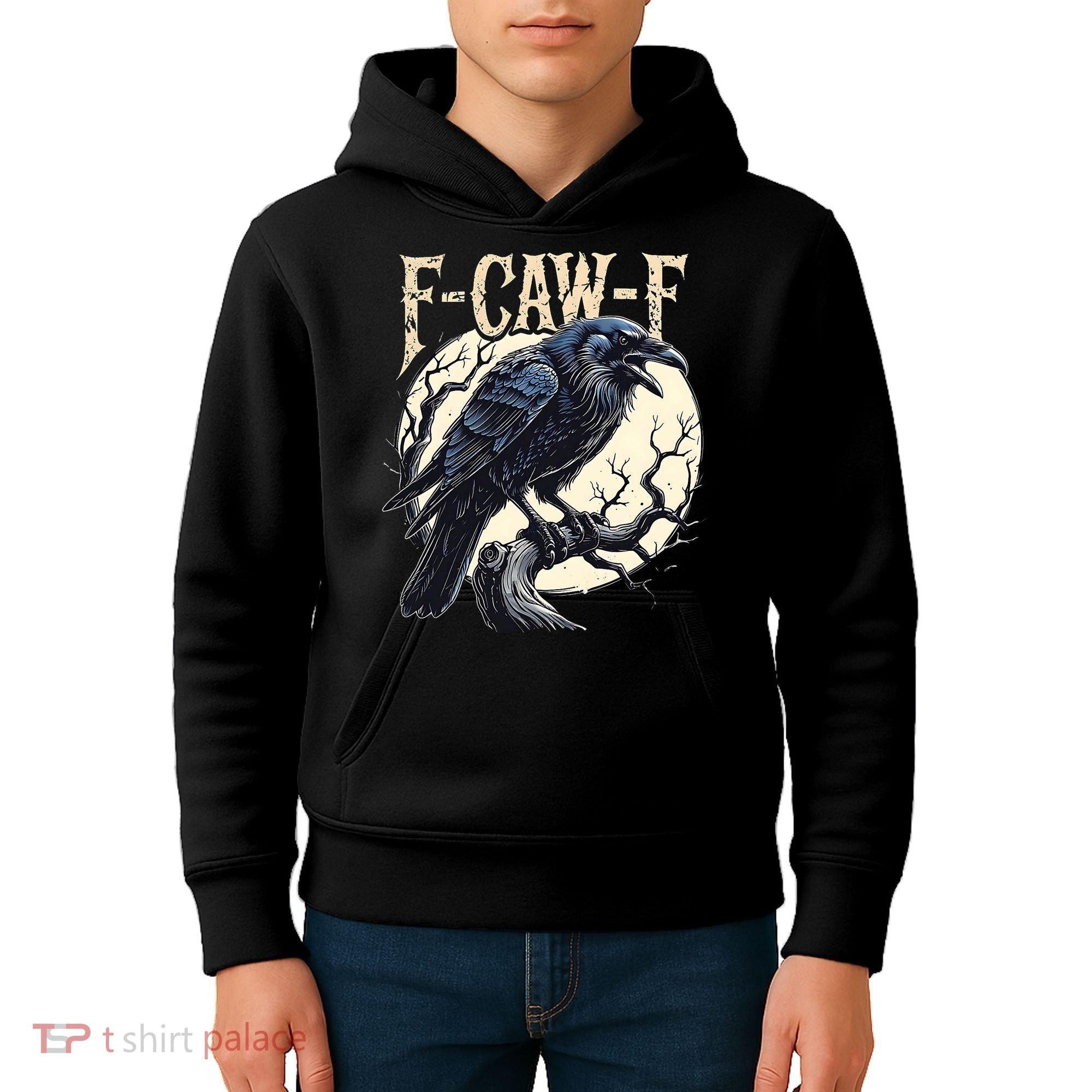 F-CAW-F Raven Funny Crow Pun Retro Gothic Aesthetic  Kids Hoodie