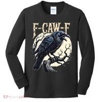 F-CAW-F Raven Funny Crow Pun Retro Gothic Aesthetic  Kids Long Sleeve Shirt thumb 0