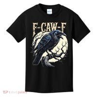 F-CAW-F Raven Funny Crow Pun Retro Gothic Aesthetic  Kids T-Shirt thumb 0