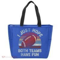 Funny Retro Football Gift I Just Hope Both Teams Have Fun Gift Tote Bag thumb 0