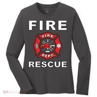 FIRE RESCUE FIRE FIGHTER FIREMAN Women's Long Sleeve Shirt thumb 0