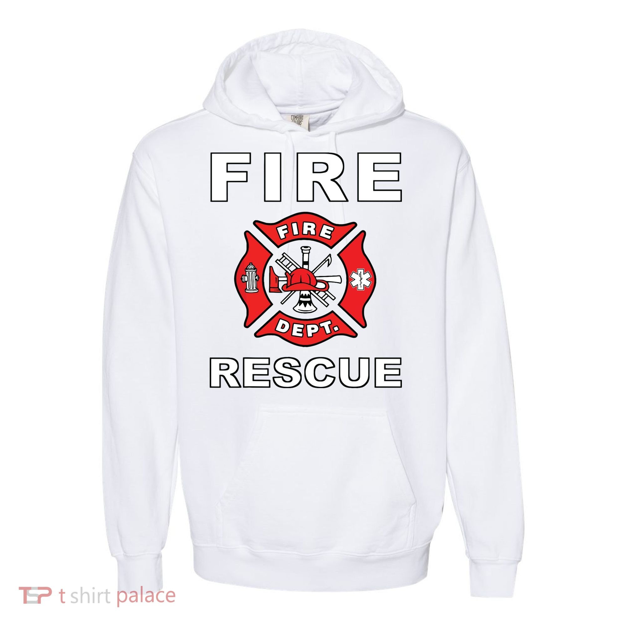 FIRE RESCUE FIRE FIGHTER FIREMAN Comfort Colors Garment-Dyed Hooded Sweatshirt