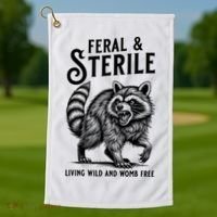 Feral Raccoon Funny Hysterectomy Recovery Present  Golf Towel thumb 1