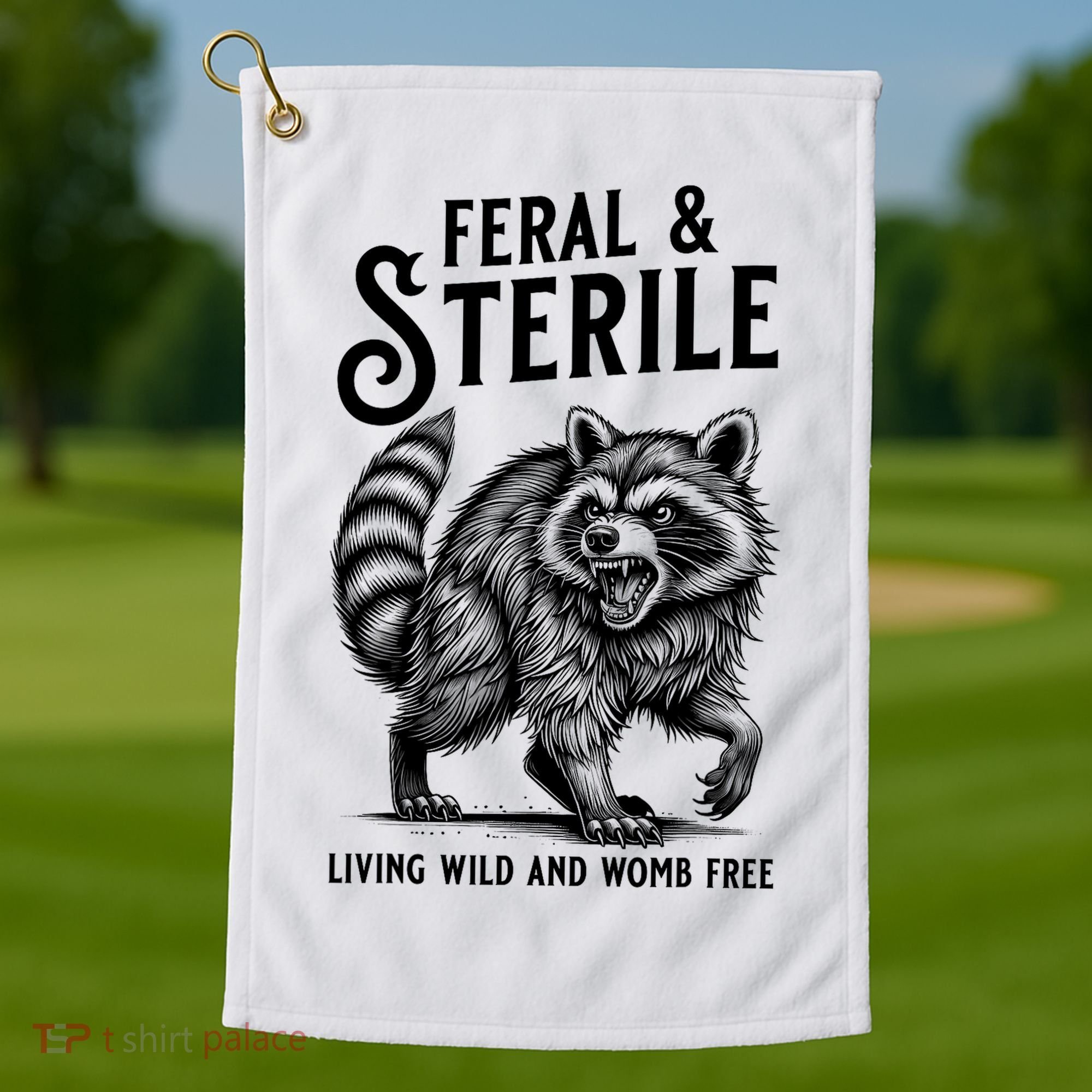 Feral Raccoon Funny Hysterectomy Recovery Present  Golf Towel