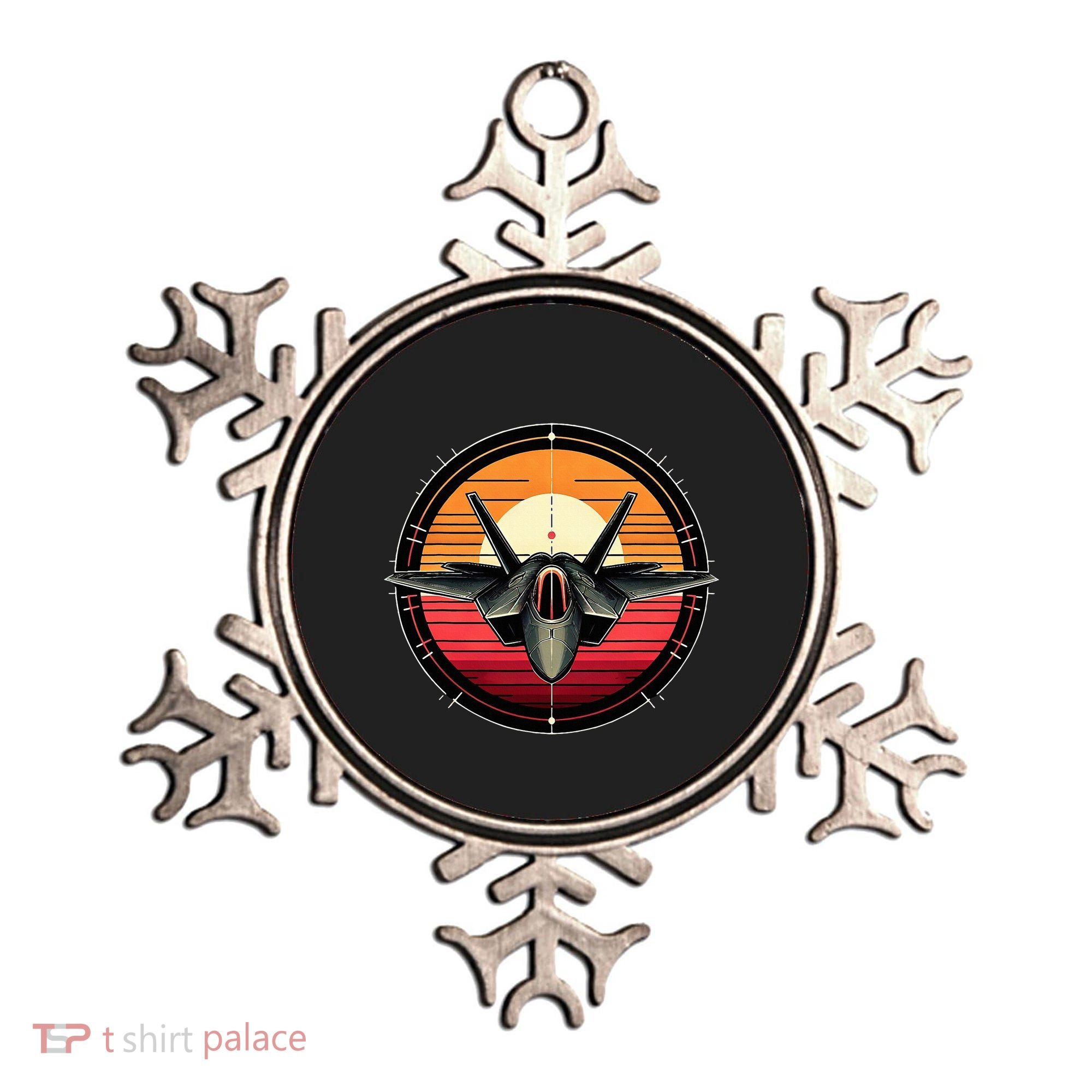 F22 Raptor Fighter Jet Silhouette Sunset Military Aviation Ornament