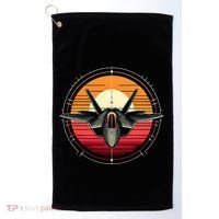 F22 Raptor Fighter Jet Silhouette Sunset Military Aviation Golf Towel thumb 0