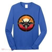 F22 Raptor Fighter Jet Silhouette Sunset Military Aviation Long Sleeve Shirt thumb 0