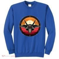 F22 Raptor Fighter Jet Silhouette Sunset Military Aviation Sweatshirt thumb 0
