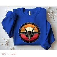 F22 Raptor Fighter Jet Silhouette Sunset Military Aviation Sweatshirt thumb 2
