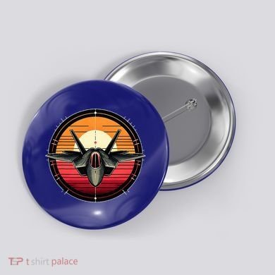 F22 Raptor Fighter Jet Silhouette Sunset Military Aviation Button