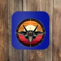F22 Raptor Fighter Jet Silhouette Sunset Military Aviation Coaster thumb 0