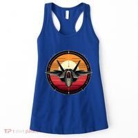 F22 Raptor Fighter Jet Silhouette Sunset Military Aviation Women's Tank Top thumb 0