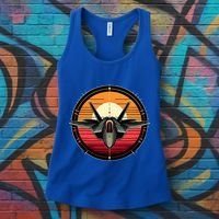 F22 Raptor Fighter Jet Silhouette Sunset Military Aviation Women's Tank Top thumb 3