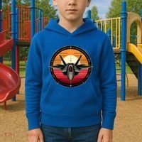 F22 Raptor Fighter Jet Silhouette Sunset Military Aviation Kids Hoodie thumb 2