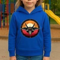 F22 Raptor Fighter Jet Silhouette Sunset Military Aviation Kids Hoodie thumb 3