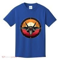 F22 Raptor Fighter Jet Silhouette Sunset Military Aviation Kids T-Shirt thumb 0
