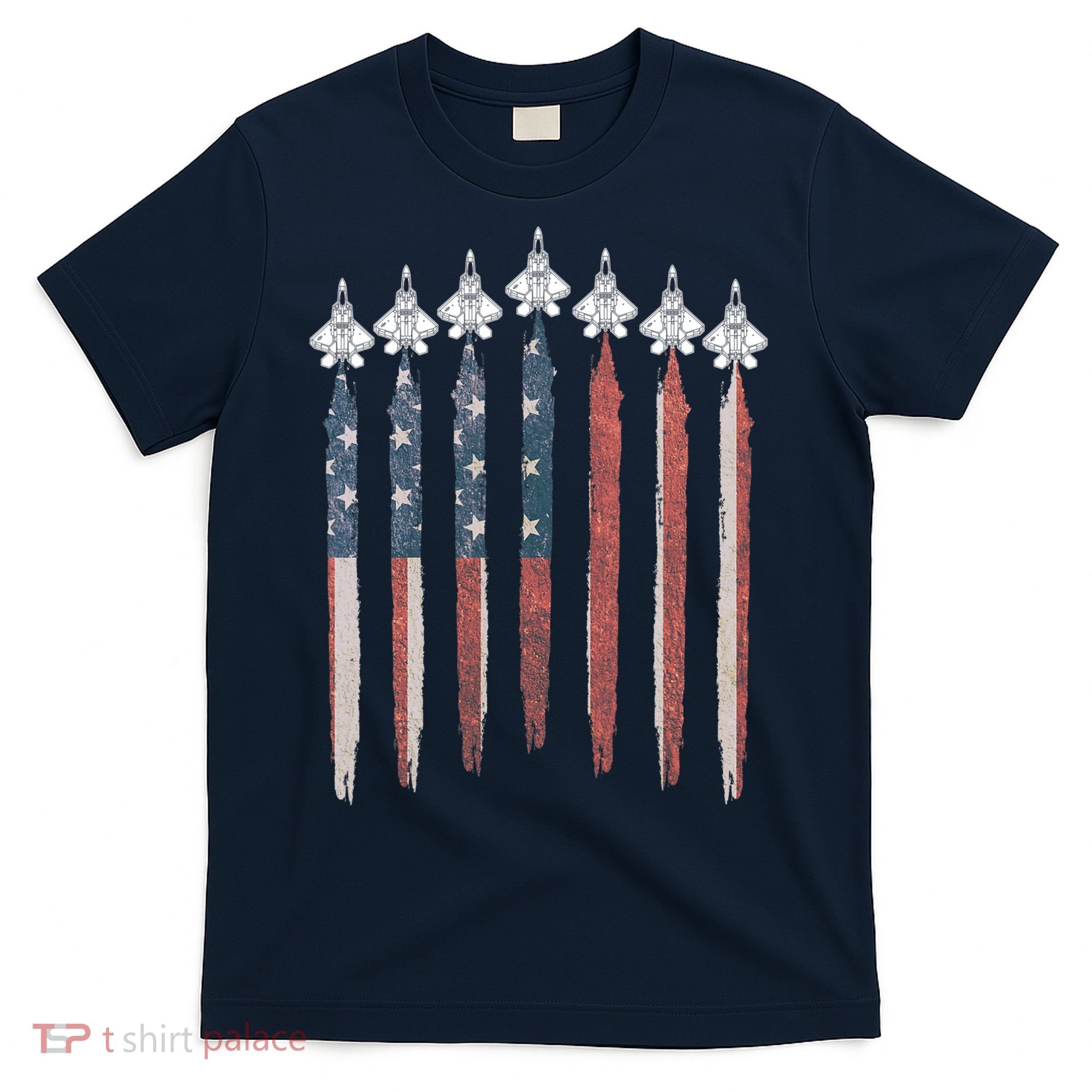 F22 Raptor Fighter Jet USA Flag Airplane F22 4th Of July T-Shirt