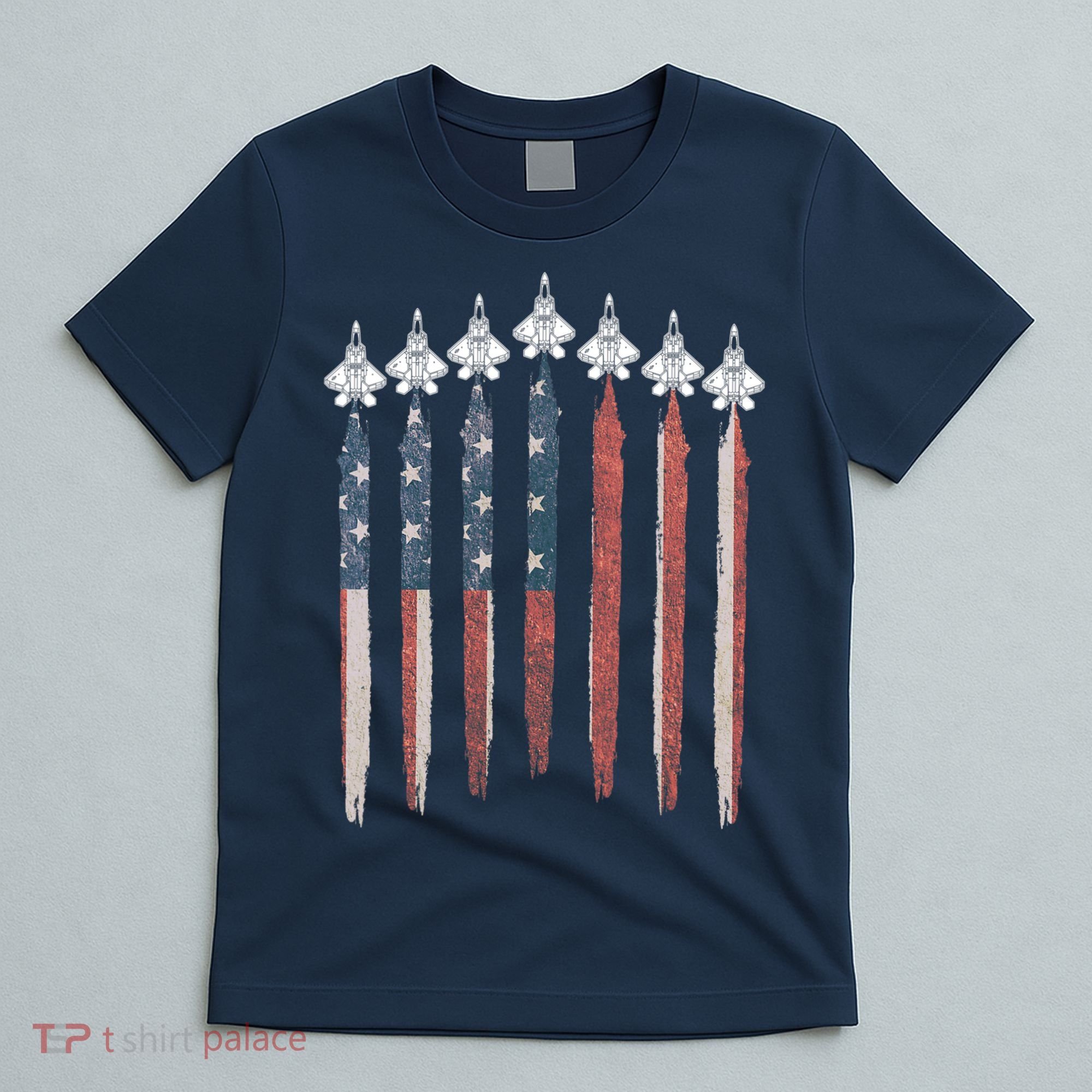 F22 Raptor Fighter Jet USA Flag Airplane F22 4th Of July T-Shirt