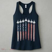 F22 Raptor Fighter Jet USA Flag Airplane F22 4th Of July Women's Tank Top thumb 3