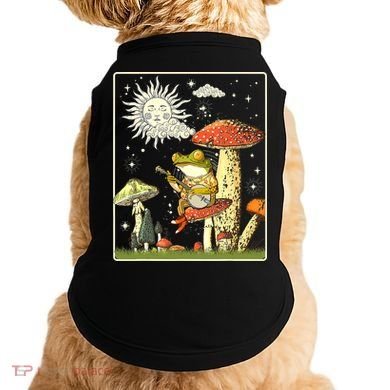 Funny Retro Frog Playing Banjo On Mushroom Doggie Tank