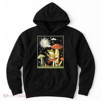Funny Retro Frog Playing Banjo On Mushroom Hoodie thumb 0