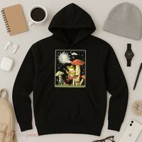 Funny Retro Frog Playing Banjo On Mushroom Hoodie thumb 3