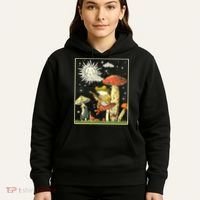 Funny Retro Frog Playing Banjo On Mushroom Hoodie thumb 5
