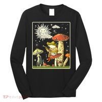 Funny Retro Frog Playing Banjo On Mushroom Long Sleeve Shirt thumb 0