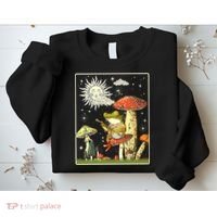Funny Retro Frog Playing Banjo On Mushroom Sweatshirt thumb 2